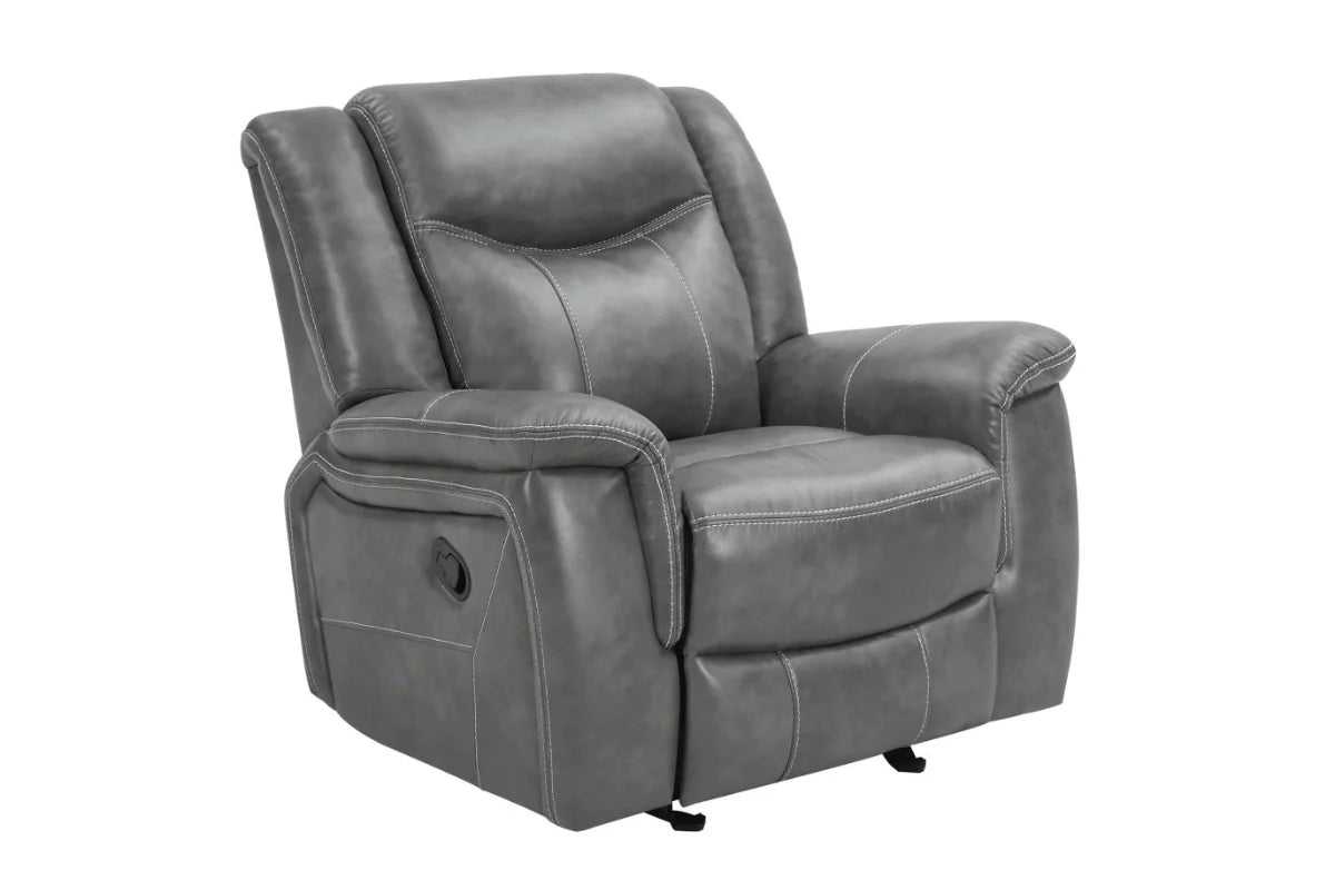 CONRAD UPHOLSTERED PADDED ARM GLIDER RECLINER GREY