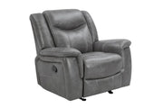 CONRAD UPHOLSTERED PADDED ARM GLIDER RECLINER GREY