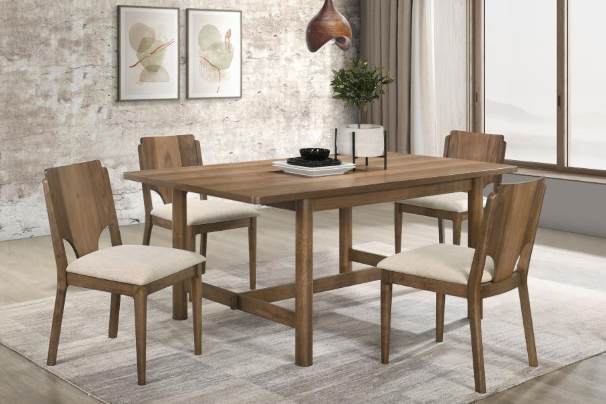 CRESTMORE 5-PIECE RECTANGULAR DINING TABLE SET WALNUT
