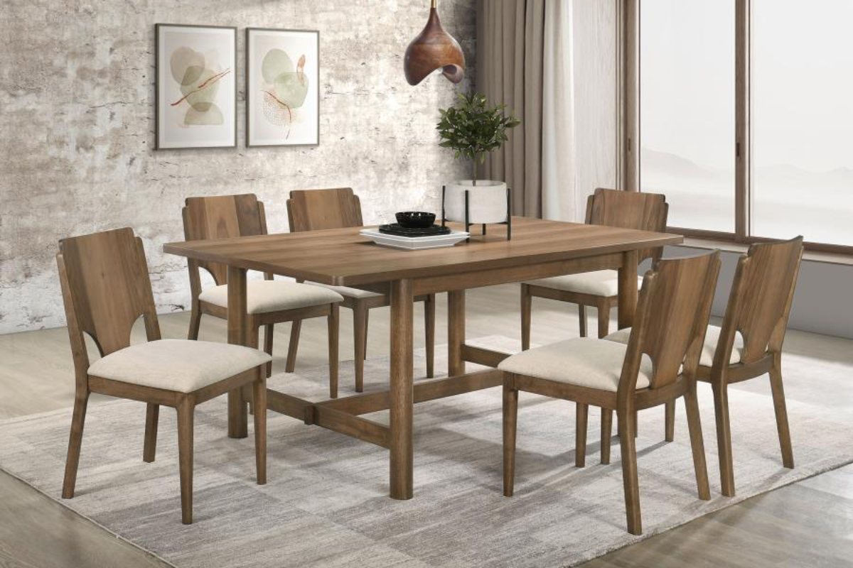 CRESTMORE 7-PIECE RECTANGULAR DINING TABLE SET WALNUT