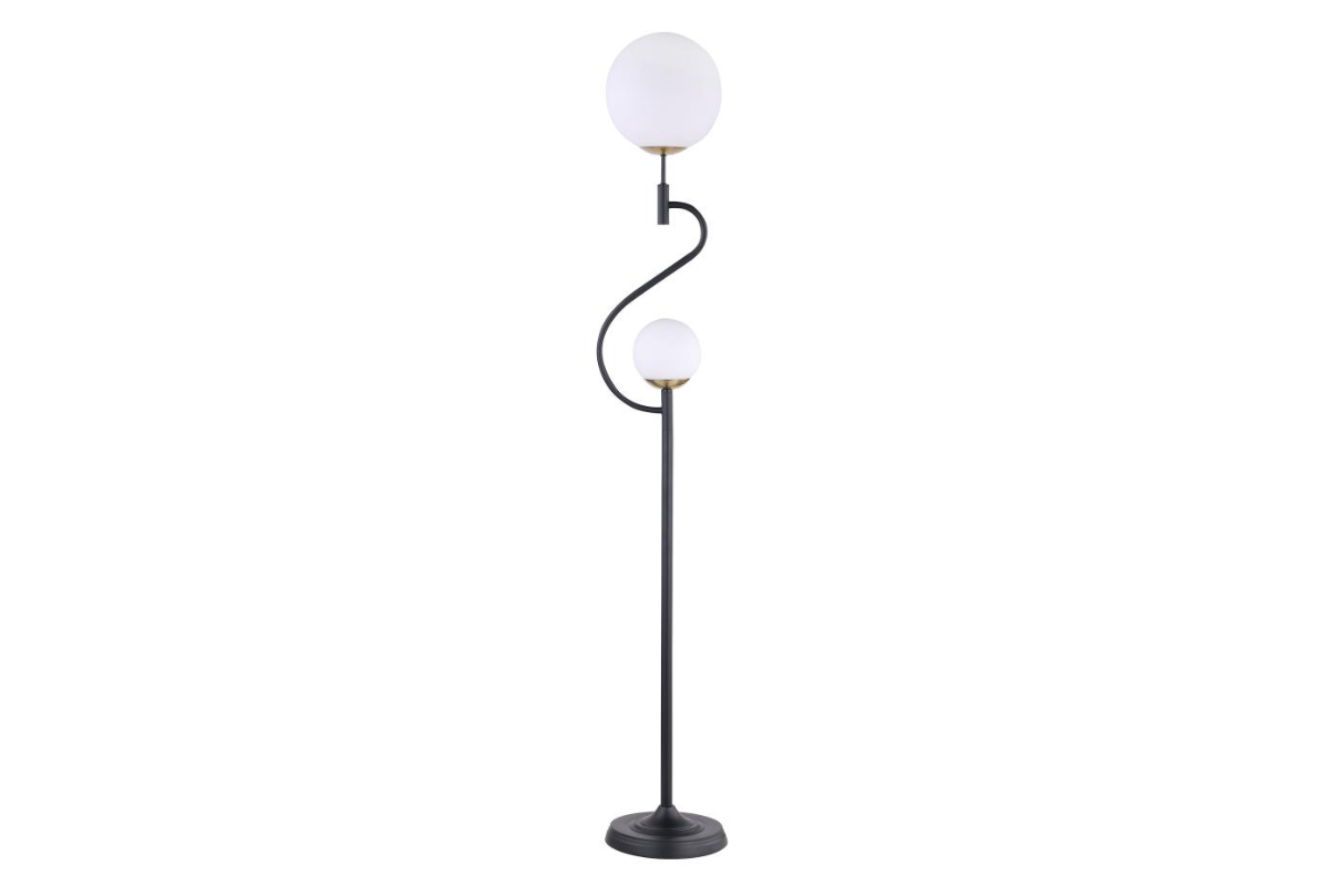 DACKI 69-INCH DUAL SPHERICAL BULB METAL FLOOR LAMP BLACK