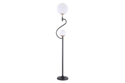 DACKI 69-INCH DUAL SPHERICAL BULB METAL FLOOR LAMP BLACK