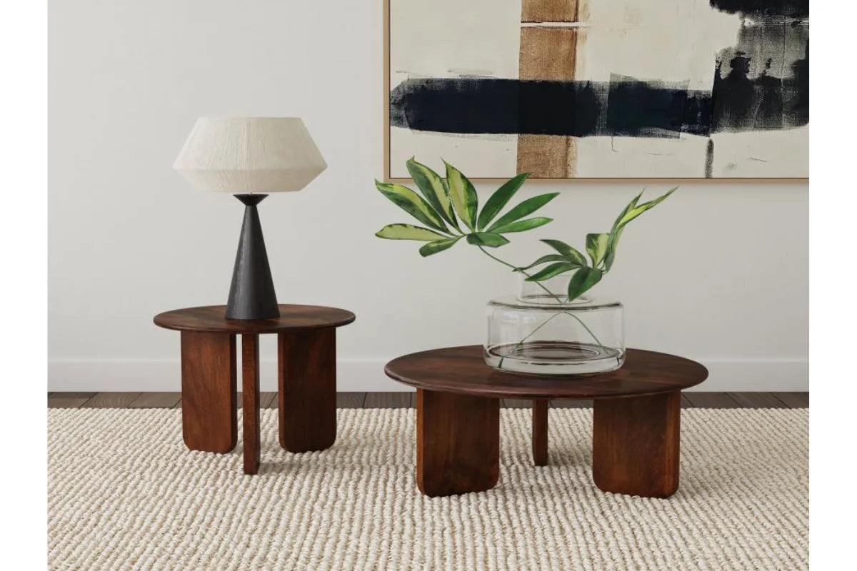 DALE ROUND SOLID MANGO WOOD COFFEE TABLE BROWN