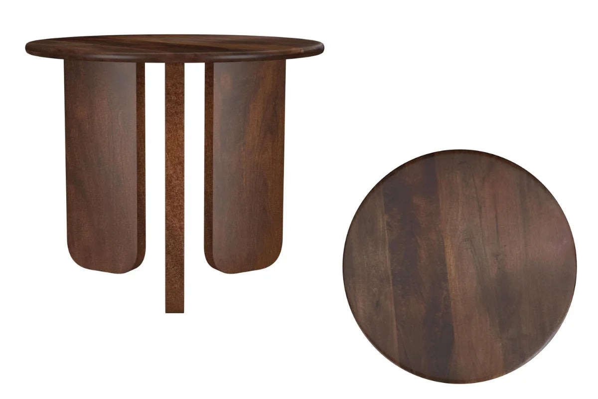 DALE ROUND SOLID MANGO WOOD SIDE END TABLE BROWN