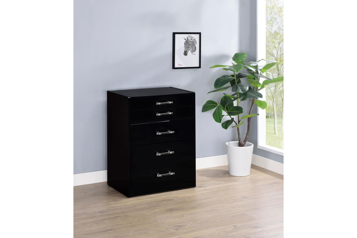 DANBURY 3-DRAWER MAKEUP VANITY & STOOL SET HIGH GLOSS