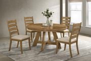 DANVERS 5-PIECE DINING TABLE SET BROWN OAK AND LATTE