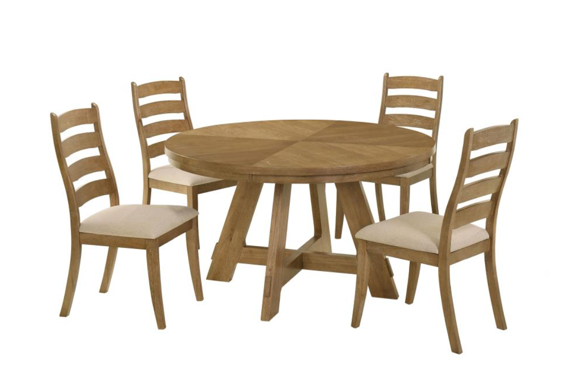 DANVERS 5-PIECE DINING TABLE SET BROWN OAK AND LATTE