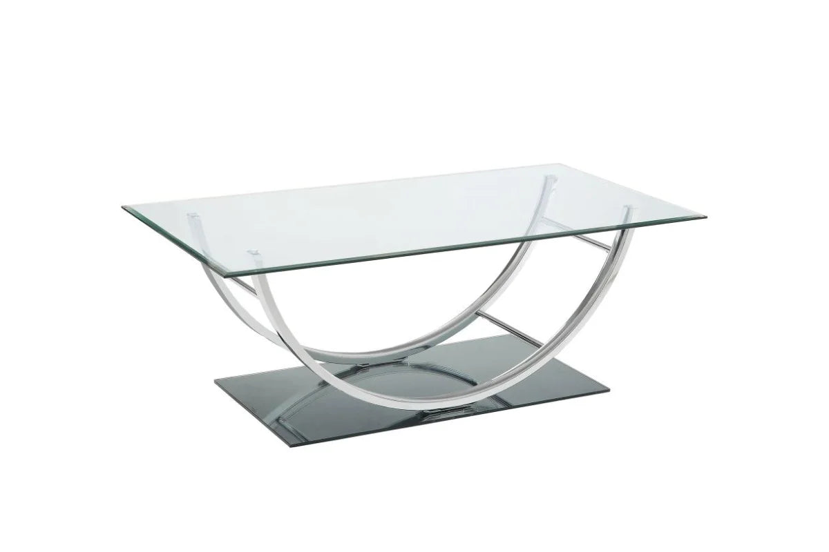 DANVILLE RECTANGULAR U-SHAPED GLASS TOP COFFEE TABLE CHROME