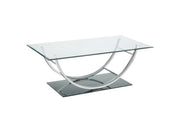 DANVILLE RECTANGULAR U-SHAPED GLASS TOP COFFEE TABLE CHROME