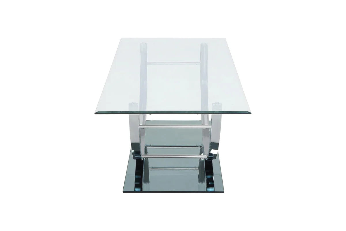 DANVILLE RECTANGULAR U-SHAPED GLASS TOP COFFEE TABLE CHROME