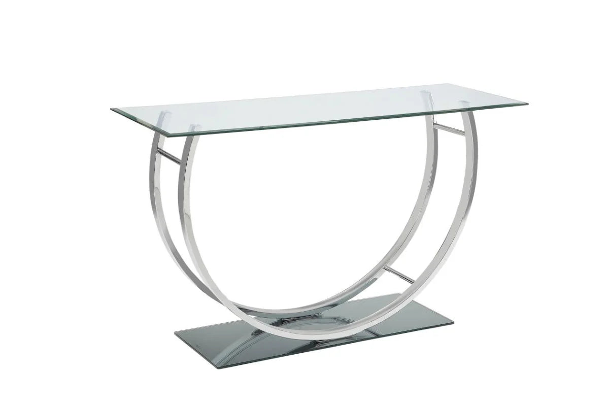 DANVILLE U-SHAPED GLASS TOP ENTRYWAY CONSOLE TABLE CHROME