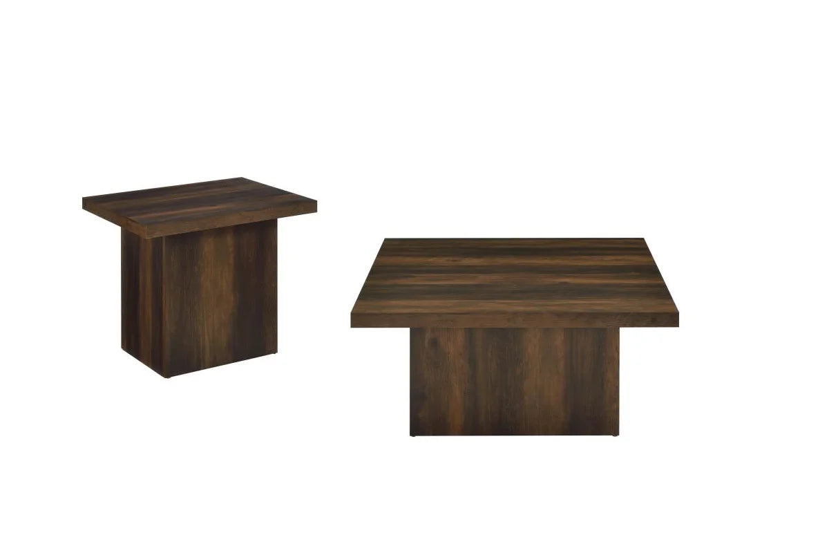 DEVAR SQUARE COFFEE AND END TABLE SET DARK PINE