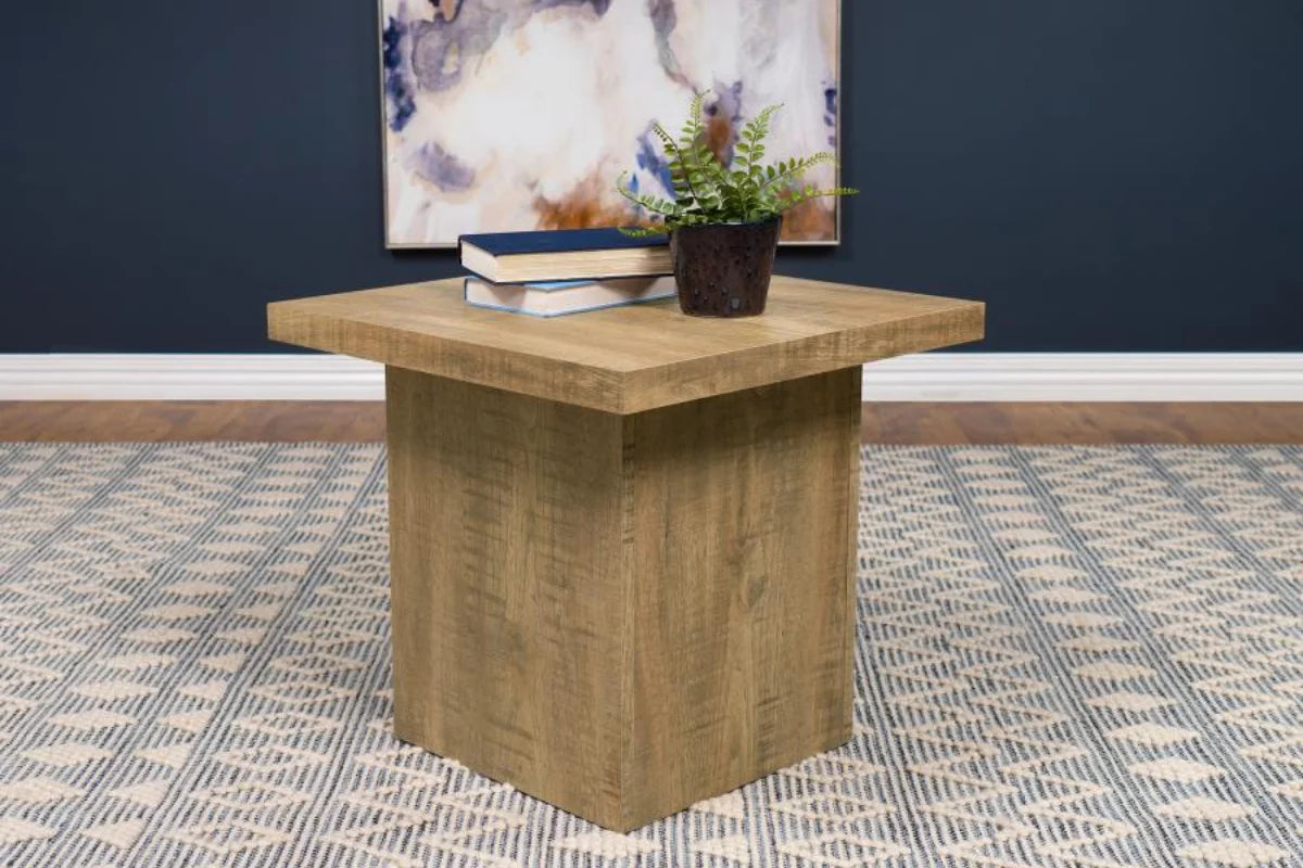 DEVAR SQUARE ENGINEERED WOOD END TABLE MANGO BROWN