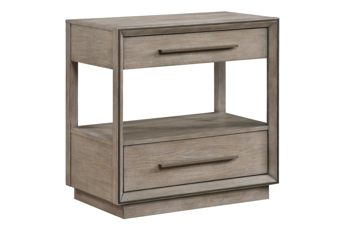 DURANGO 2-DRAWER NIGHTSTAND BEDSIDE TABLE TAUPE OAK