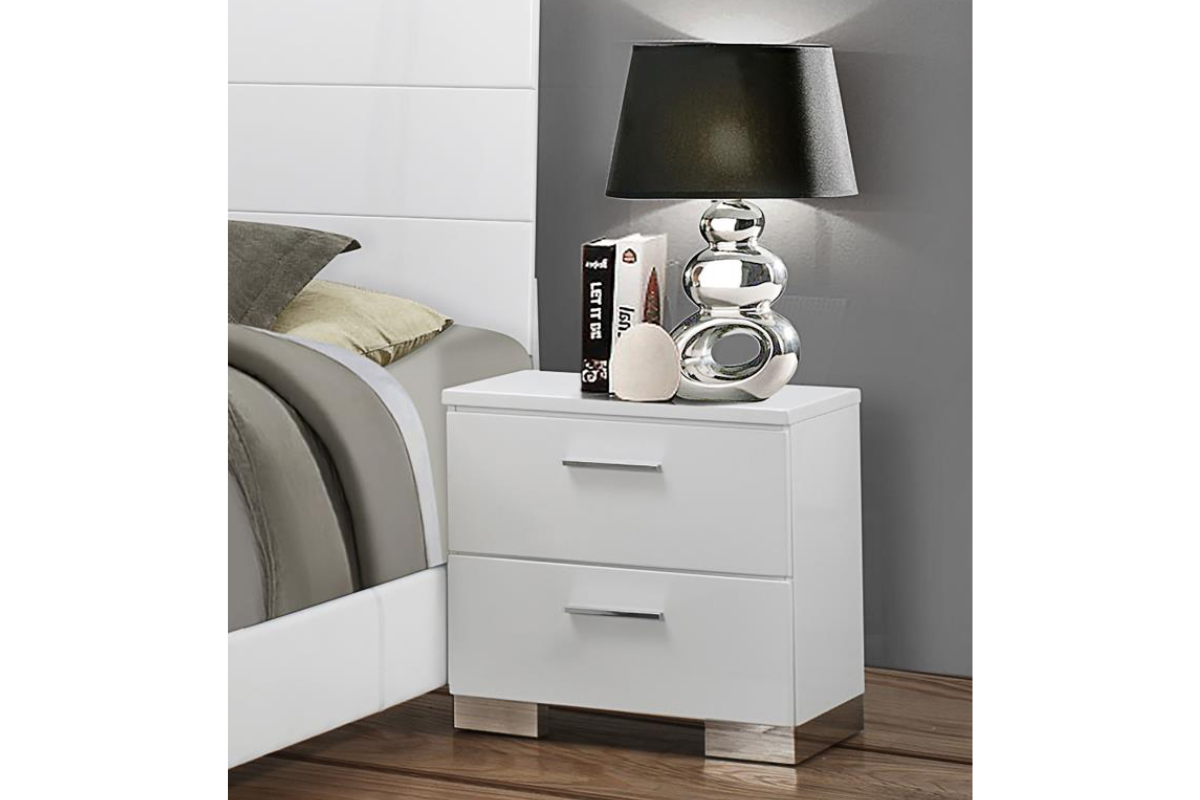 FELICITY 2-DRAWER NIGHTSTAND WHITE HIGH GLOSS