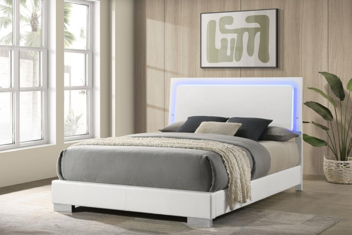 FELICITY WOOD  LED PANEL BED  HIGH GLOSS