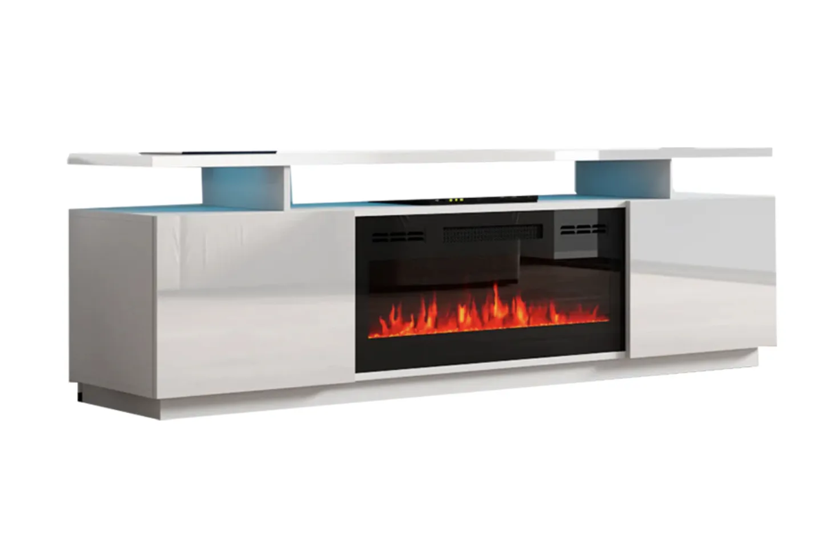 Fireplace TV Stand White