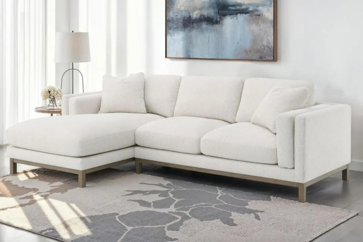 GENEVA BOUCLE UPHOLSTERED SECTIONAL CHAISE SOFA SAND
