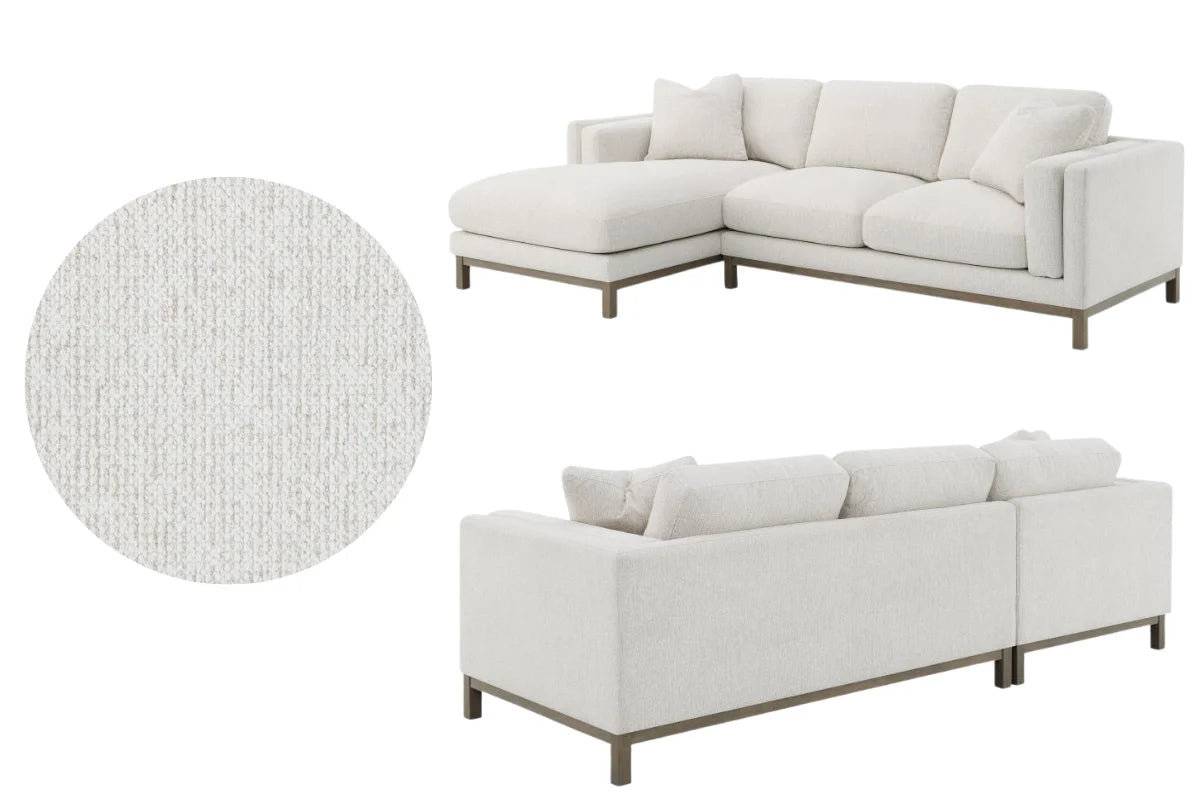 GENEVA BOUCLE UPHOLSTERED SECTIONAL CHAISE SOFA SAND