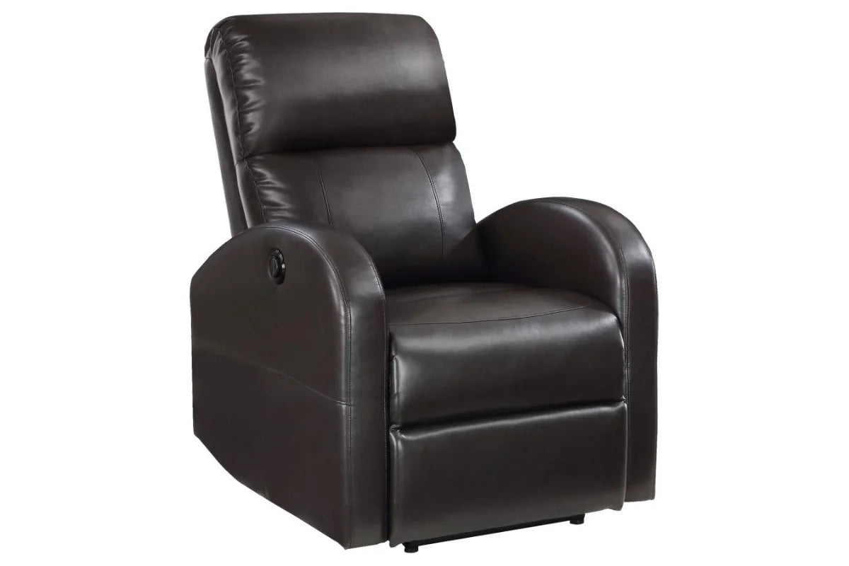 GRANT UPHOLSTERED POWER RECLINER CHAIR BROWN