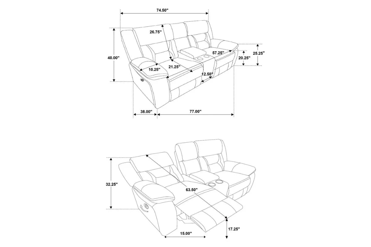 GREER  UPHOLSTERED RECLINING SOFA SET TAUPE