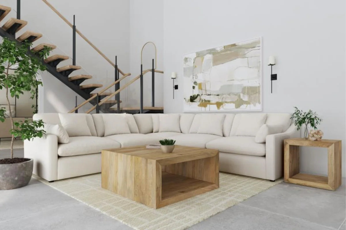 HOBSON 5-PIECE UPHOLSTERED MODULAR SECTIONAL SOFA IVORY