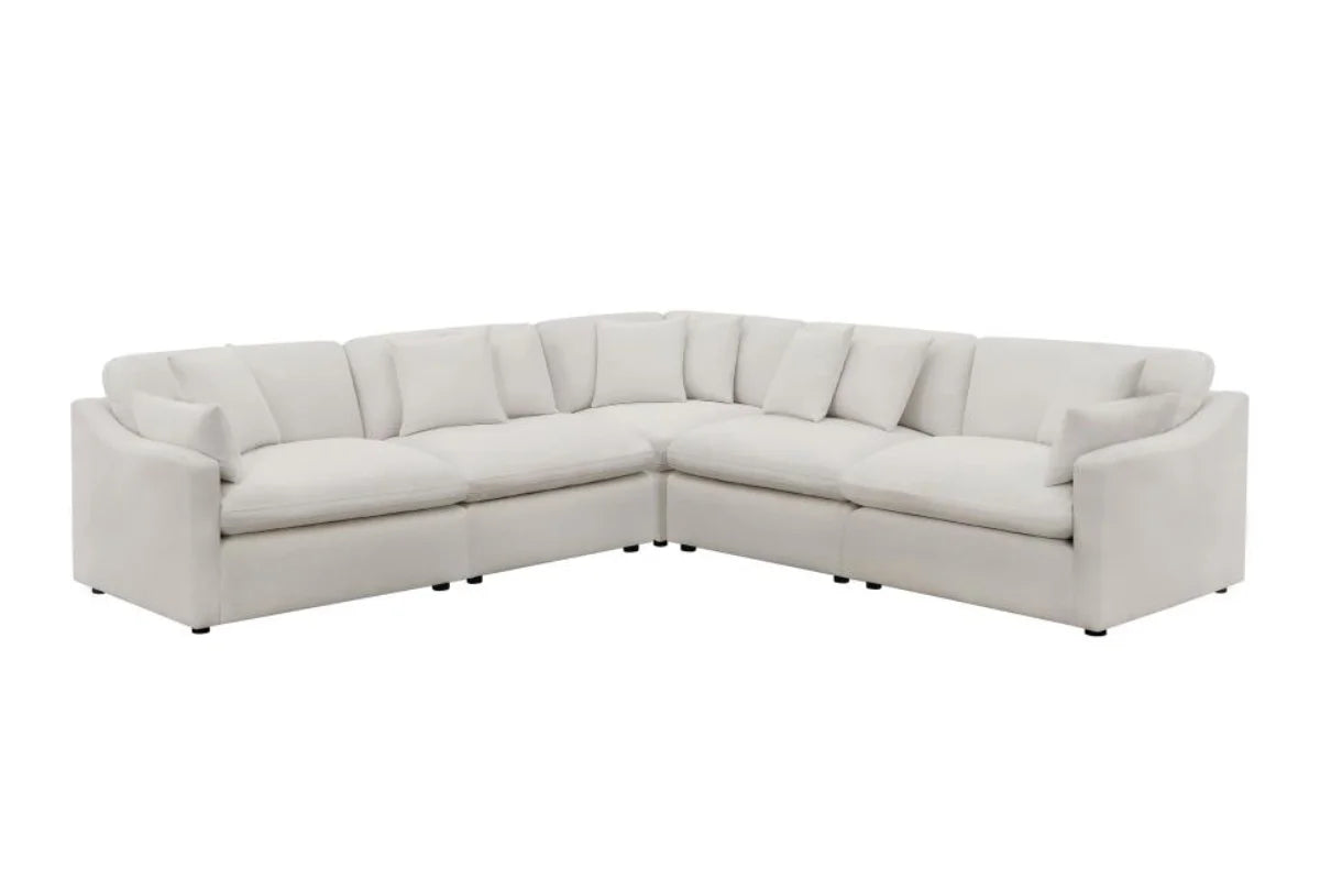 HOBSON 5-PIECE UPHOLSTERED MODULAR SECTIONAL SOFA IVORY