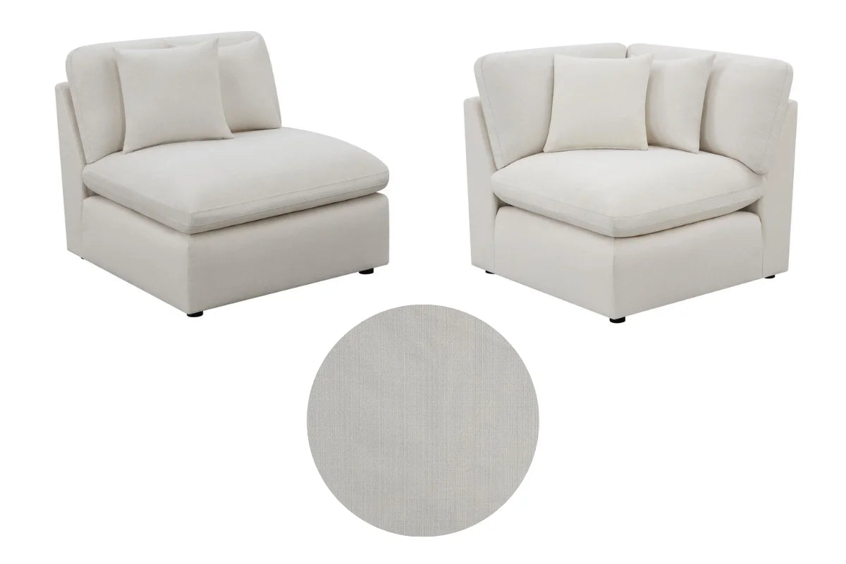 HOBSON 5-PIECE UPHOLSTERED MODULAR SECTIONAL SOFA IVORY