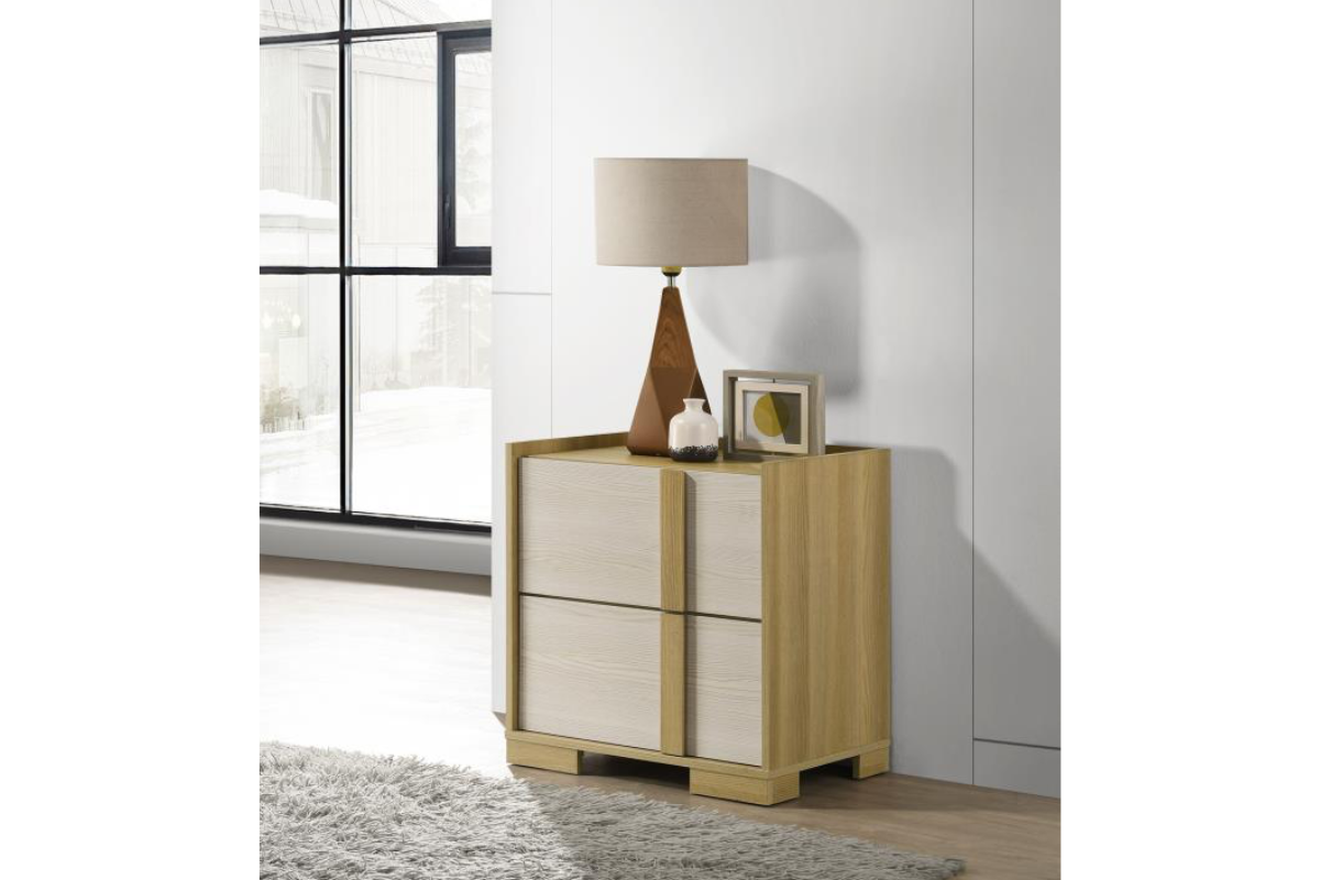 HYLAND 2-DRAWER NIGHTSTAND BEDSIDE TABLE NATURAL