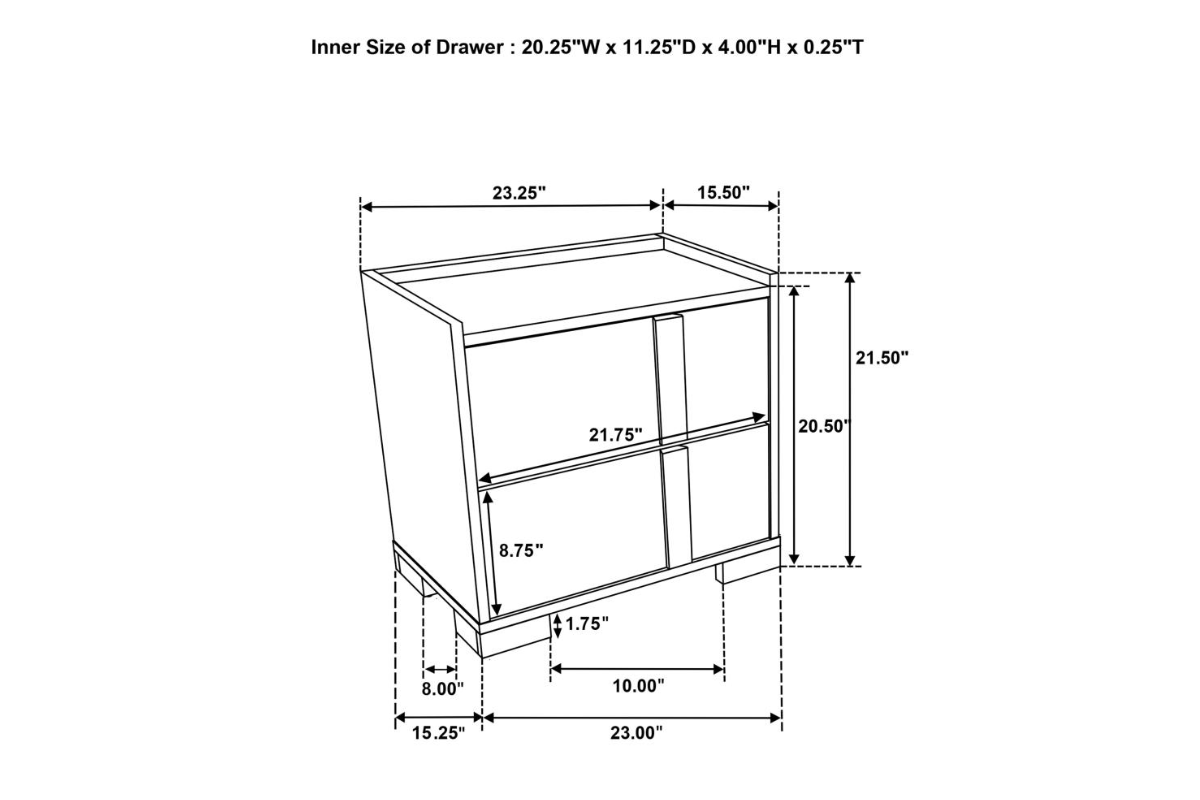 HYLAND 2-DRAWER NIGHTSTAND BEDSIDE TABLE NATURAL