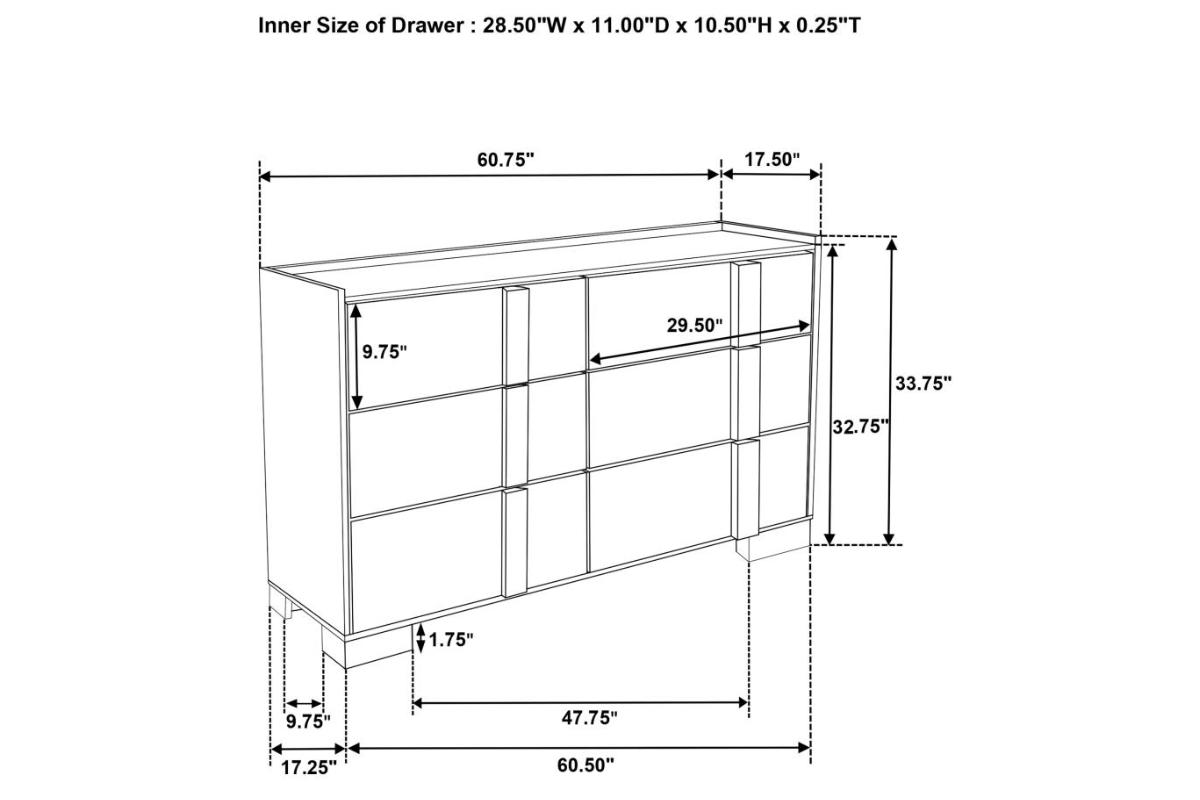 HYLAND 6-DRAWER DRESSER NATURAL