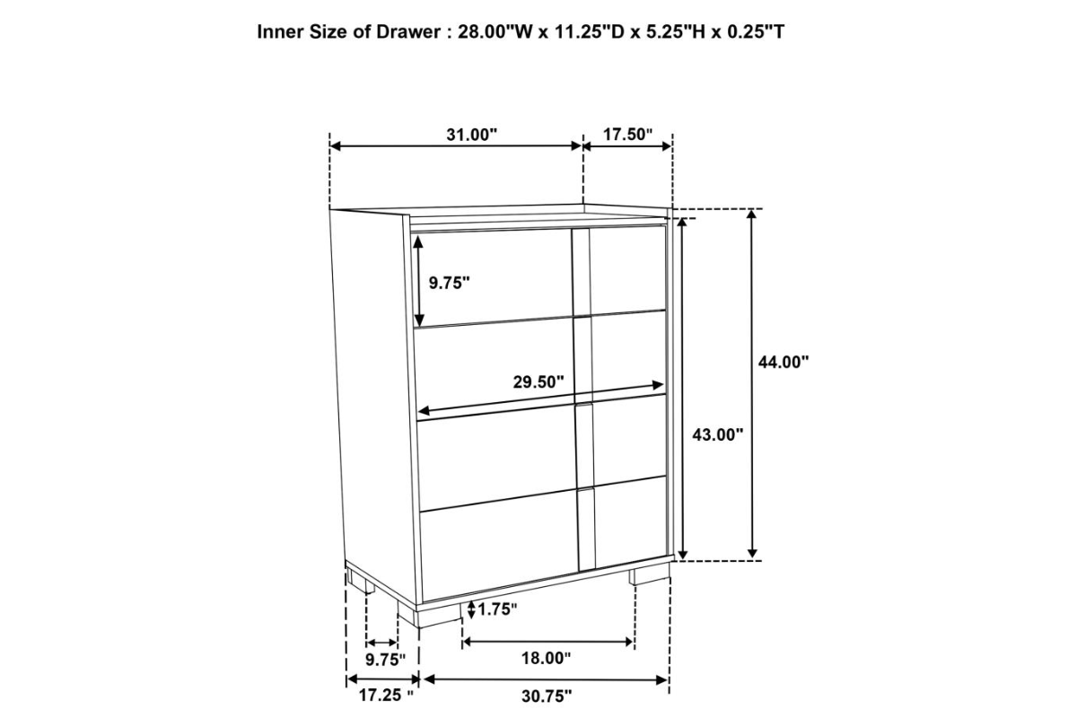 HYLAND 4-DRAWER CHEST OF DRAWERS NATURAL