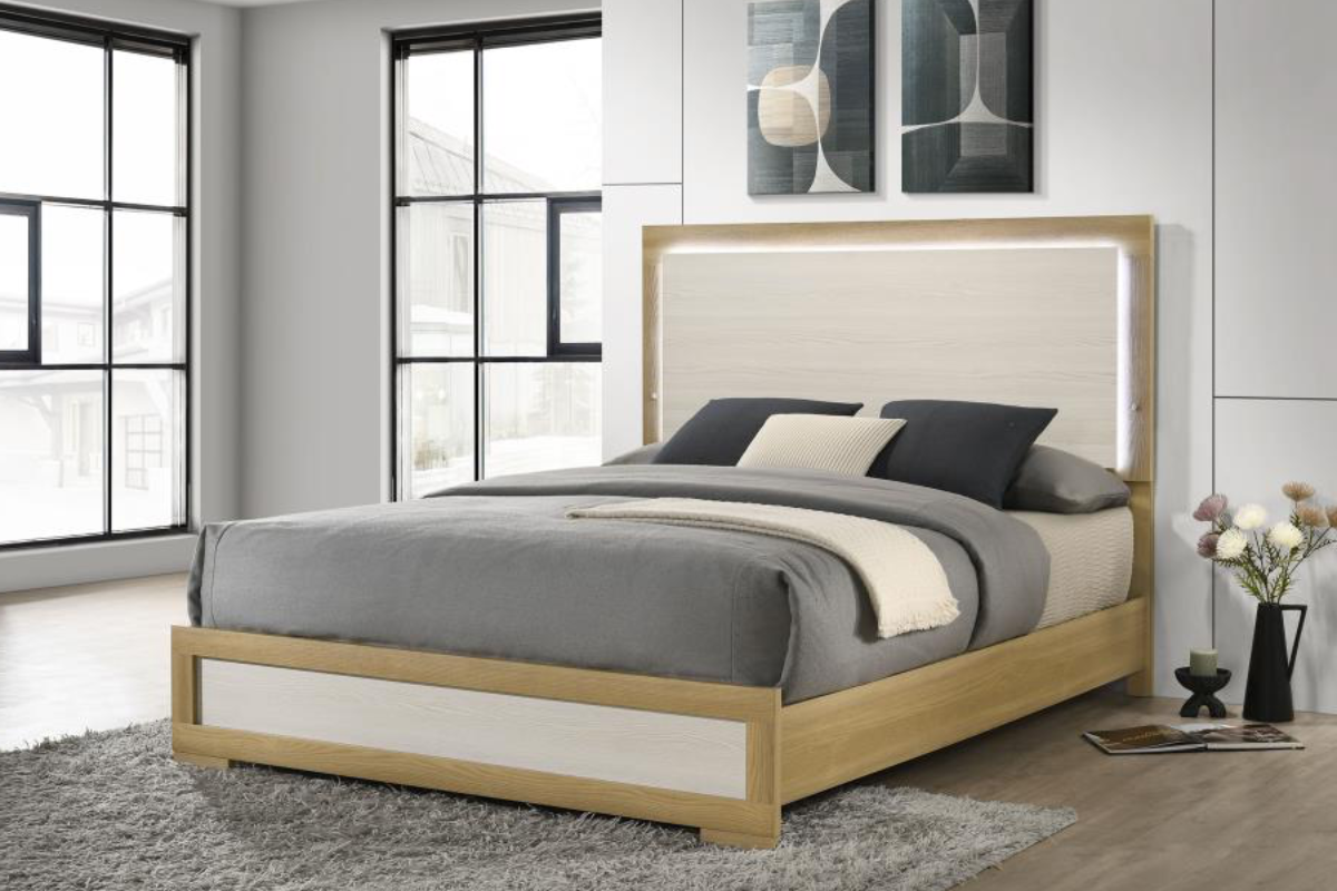 HYLAND WOOD LED PANEL BED NATURAL