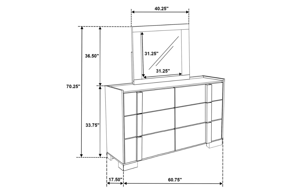 HYLAND 6-DRAWER DRESSER WITH MIRROR NATURAL
