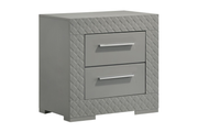 IVES 2-DRAWER NIGHTSTAND BEDSIDE TABLE GREY HIGH GLOSS