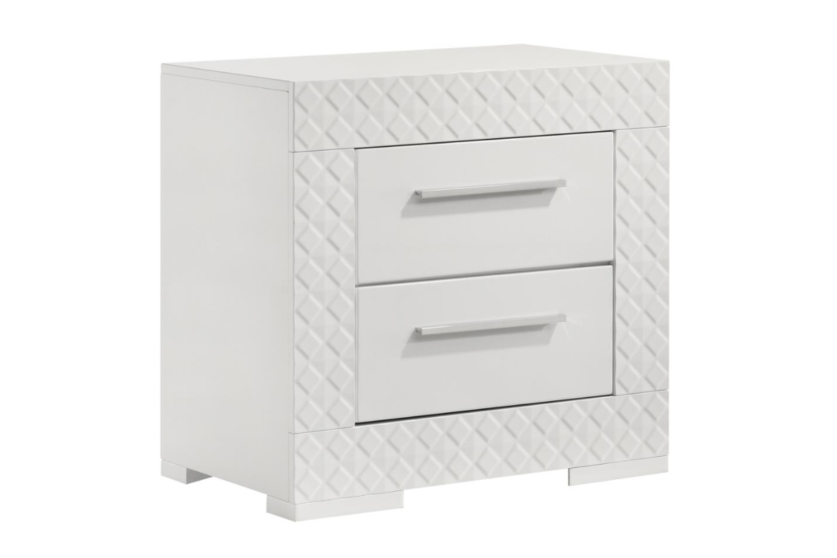 IVES 2-DRAWER NIGHTSTAND BEDSIDE TABLE WHITE HIGH GLOSS
