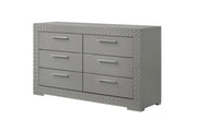 IVES 6-DRAWER DRESSER CABINET GREY HIGH GLOSS