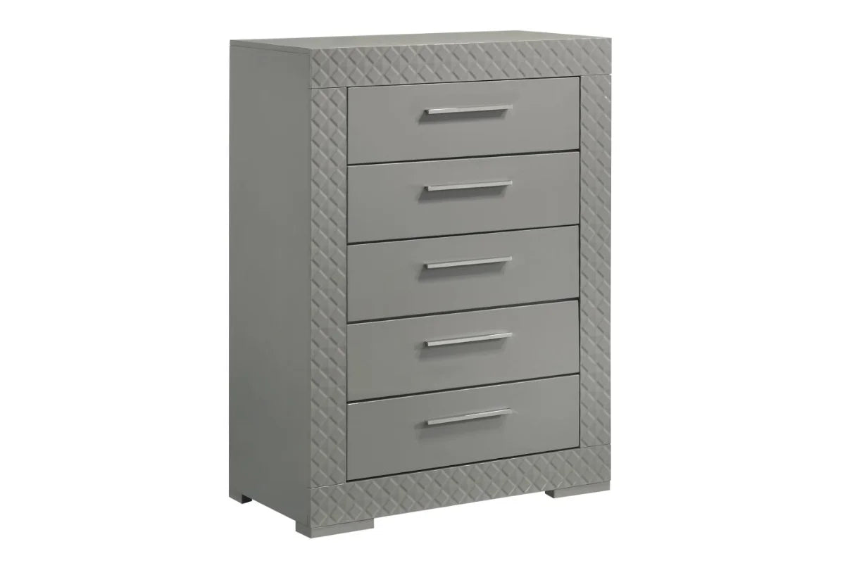 IVES  BEDROOM SET GREY HIGH GLOSS