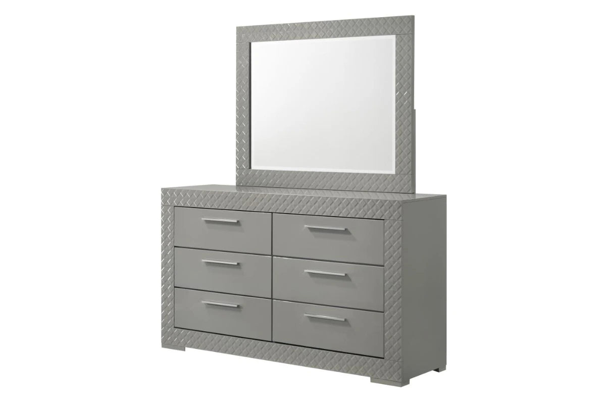 IVES  BEDROOM SET GREY HIGH GLOSS