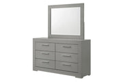 IVES 6-DRAWER DRESSER AND MIRROR GREY HIGH GLOSS