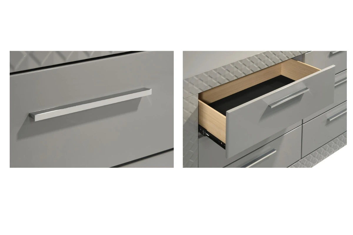 IVES  BEDROOM SET GREY HIGH GLOSS