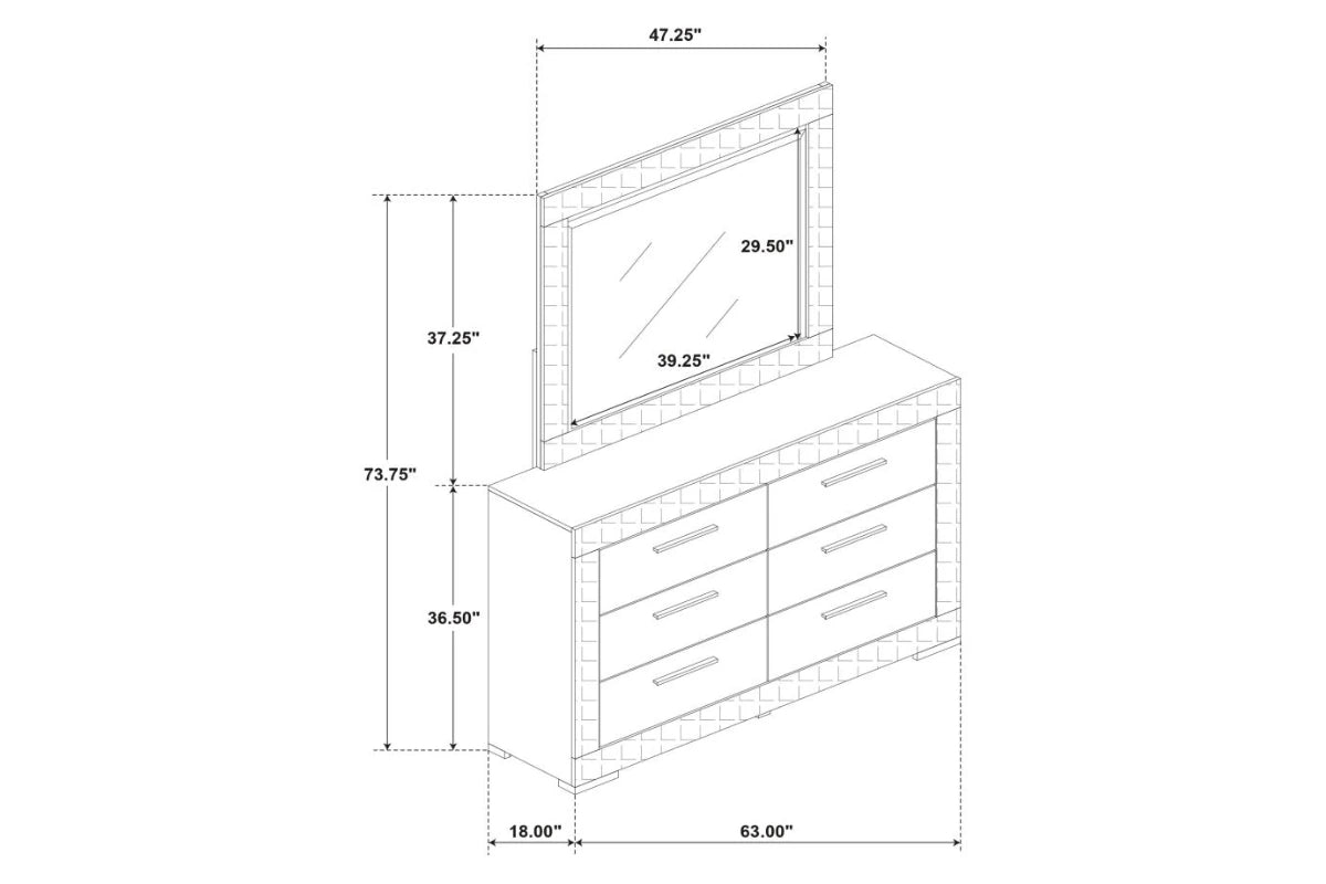 IVES  BEDROOM SET GREY HIGH GLOSS