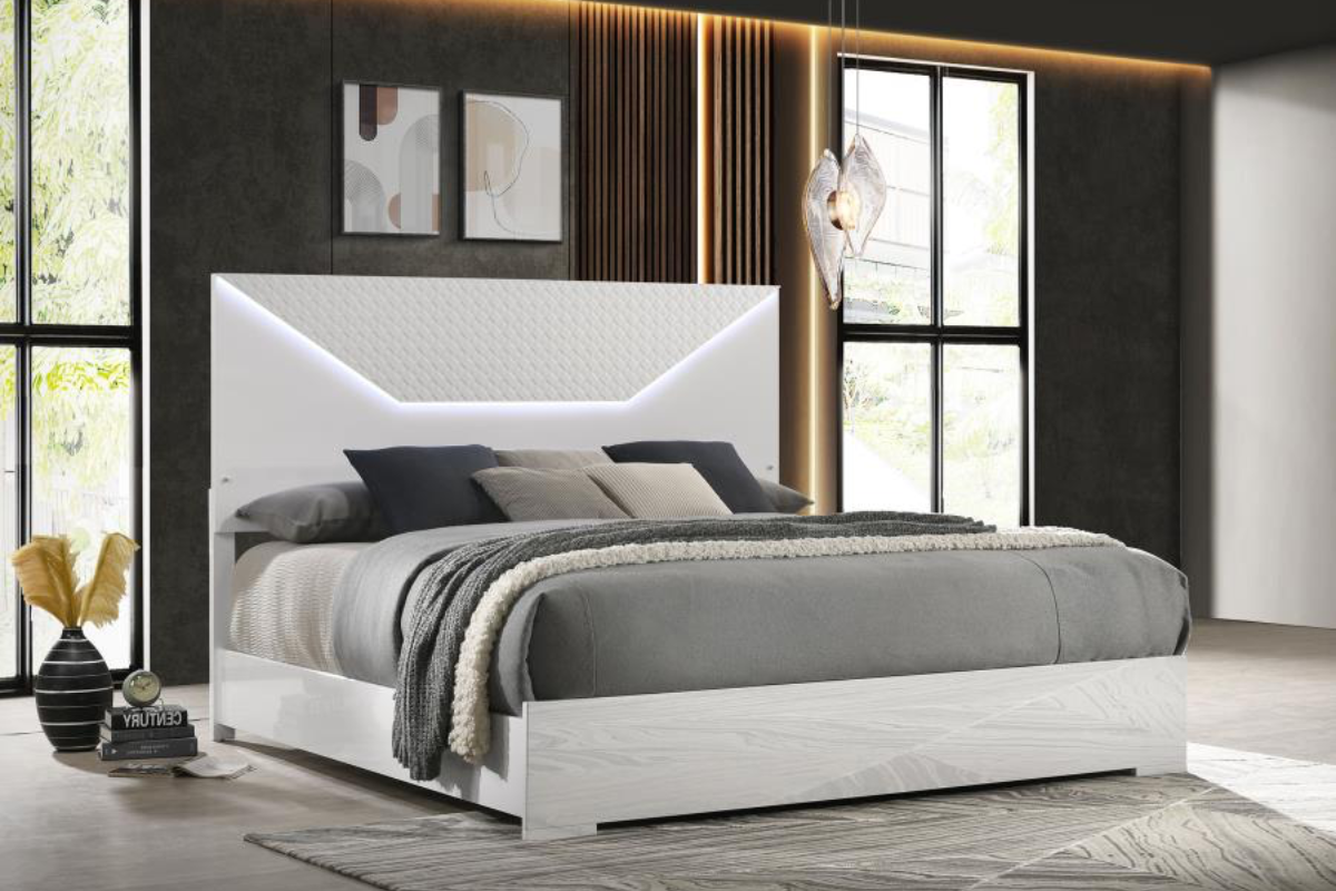 IVES PANEL BED LED HEADBOARD HIGH GLOSS