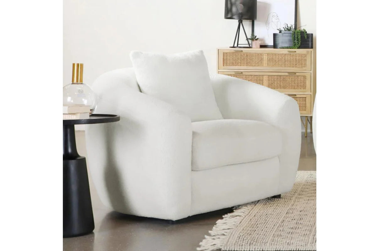 ISABELLA FAUX SHEEPSKIN UPHOLSTERED ACCENT CHAIR NATURAL