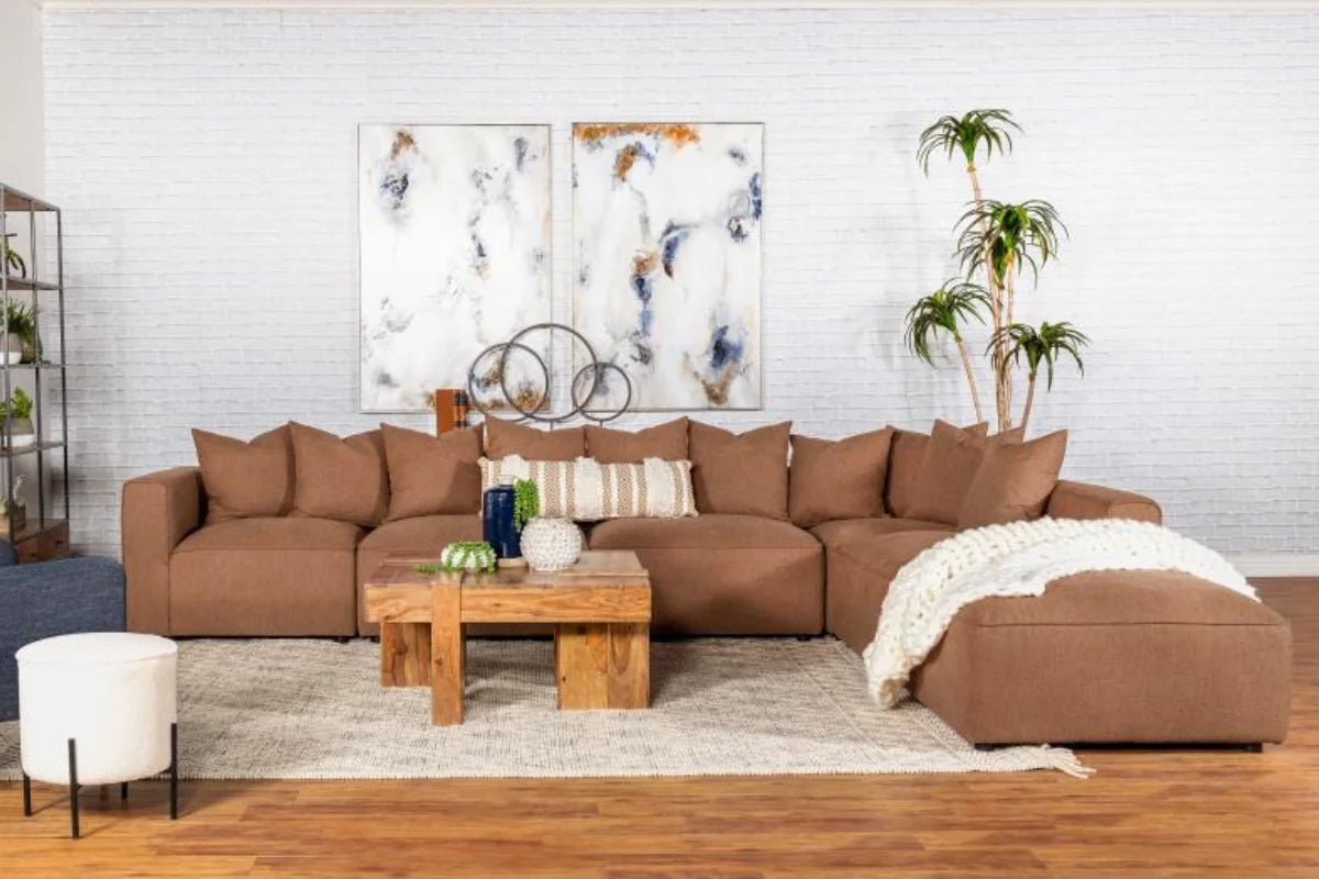 JENNIFER 6-PIECE UPHOLSTERED MODULAR SECTIONAL TERRACOTTA