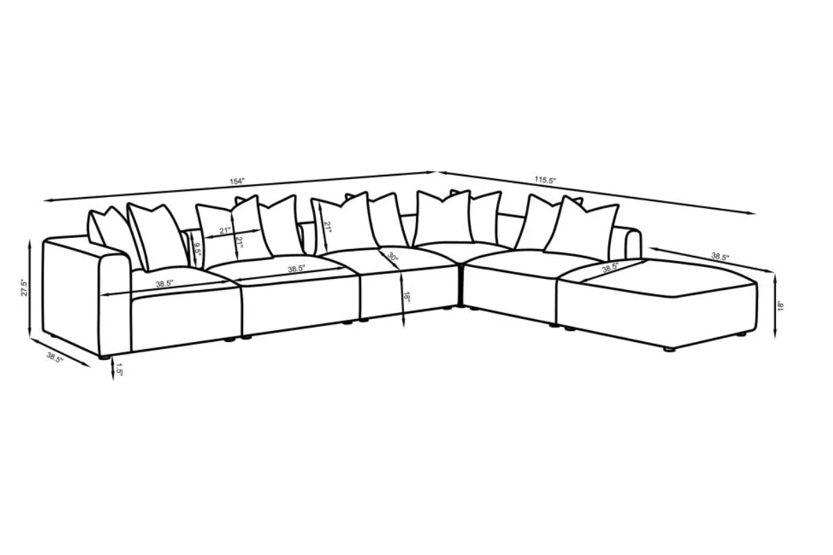 JENNIFER 6-PIECE UPHOLSTERED MODULAR SECTIONAL TERRACOTTA