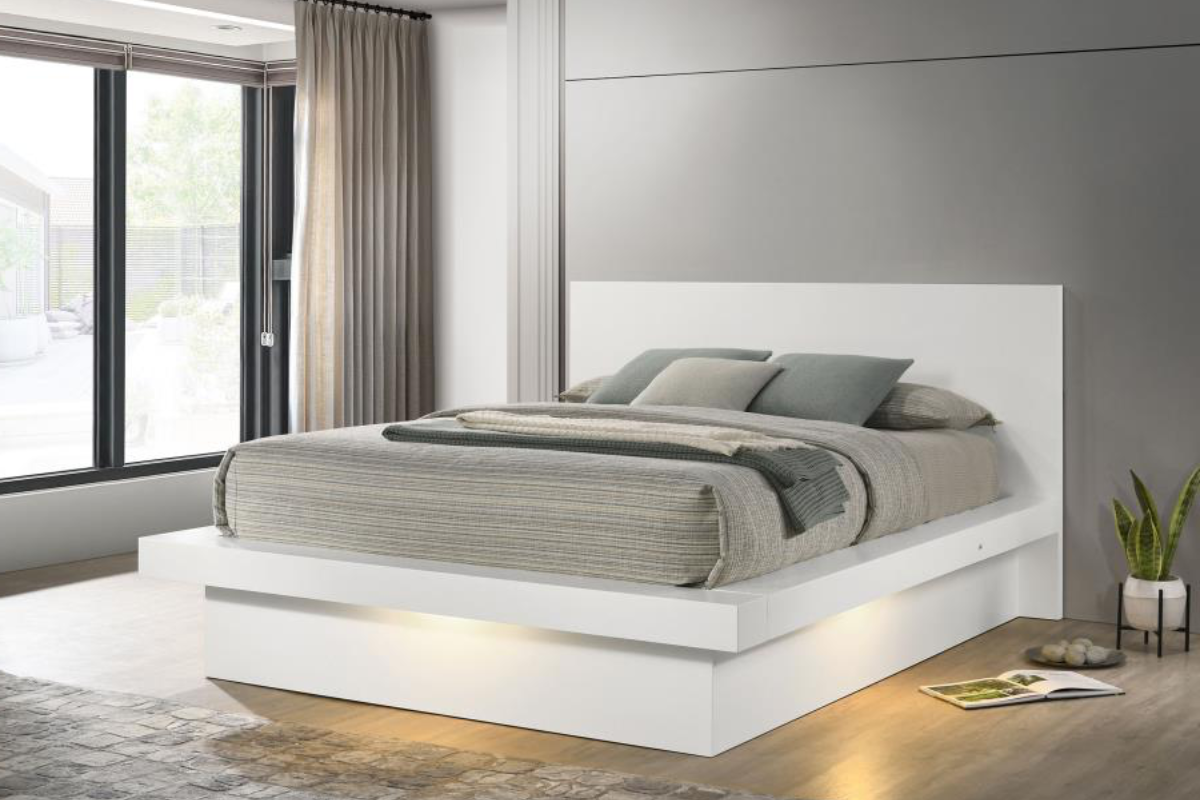 JESSICA WOOD  LED PANEL BED SNOW WHITE