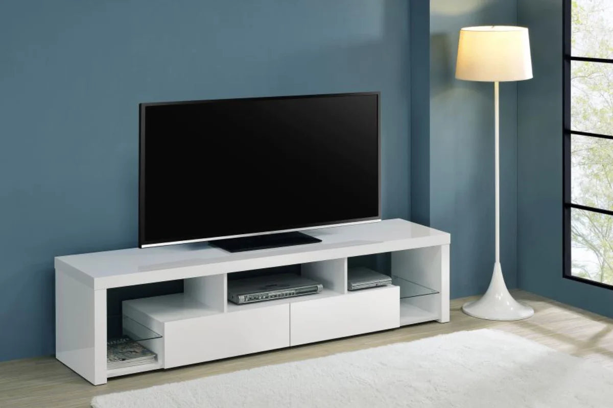 Jude 2-drawer engineered wood 71-inch tv stand high gloss white
