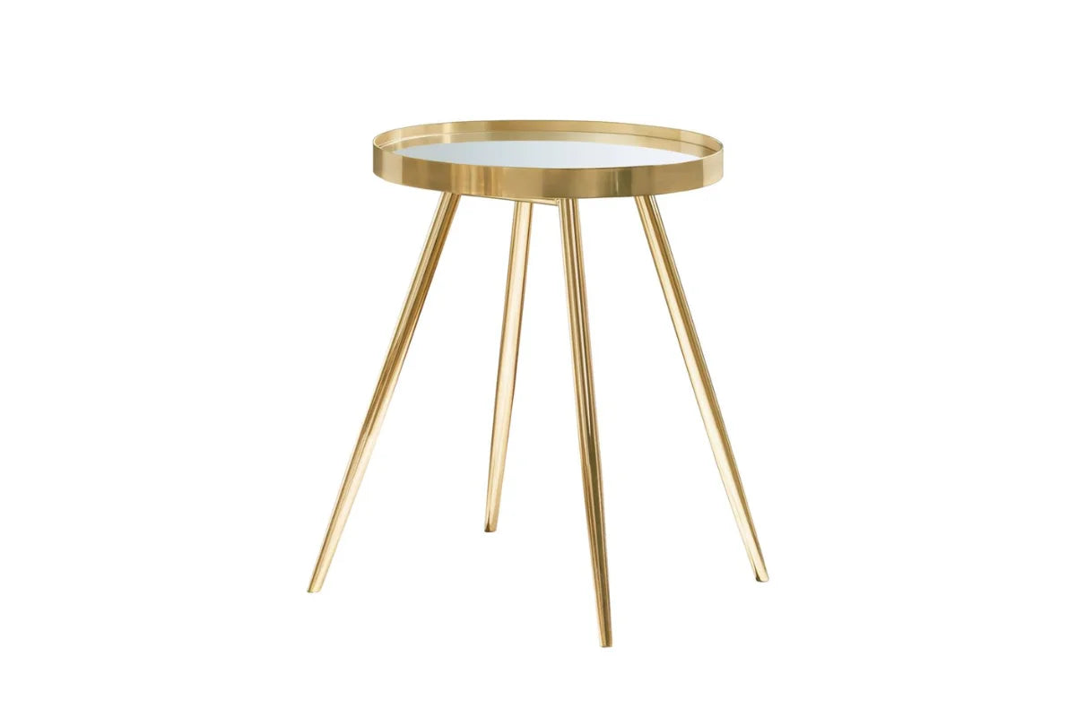 KAELYN 3-PIECE ROUND COFFEE AND END TABLE SET GOLD