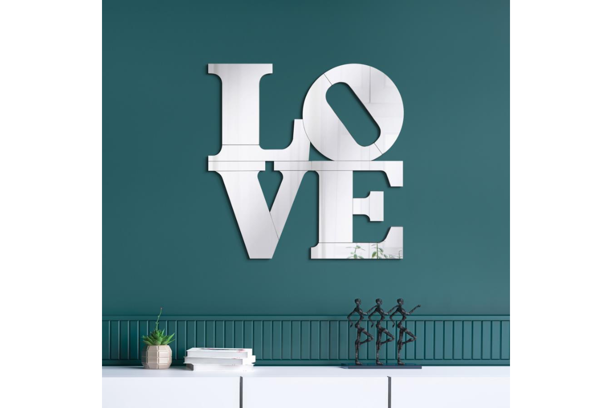 KEIRAN 40 X 40 INCH LOVE LETTERED WALL MIRROR SILVER